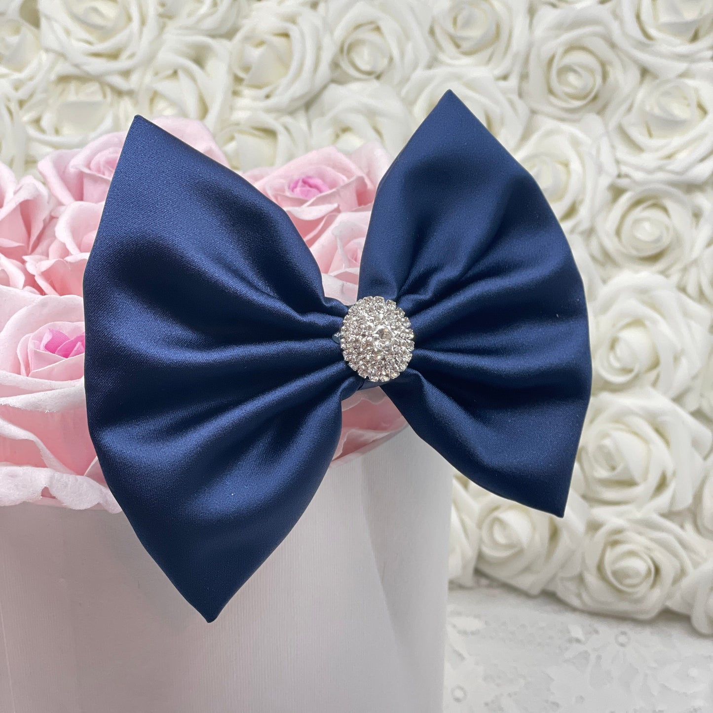 Indigo Blue Satin Bow