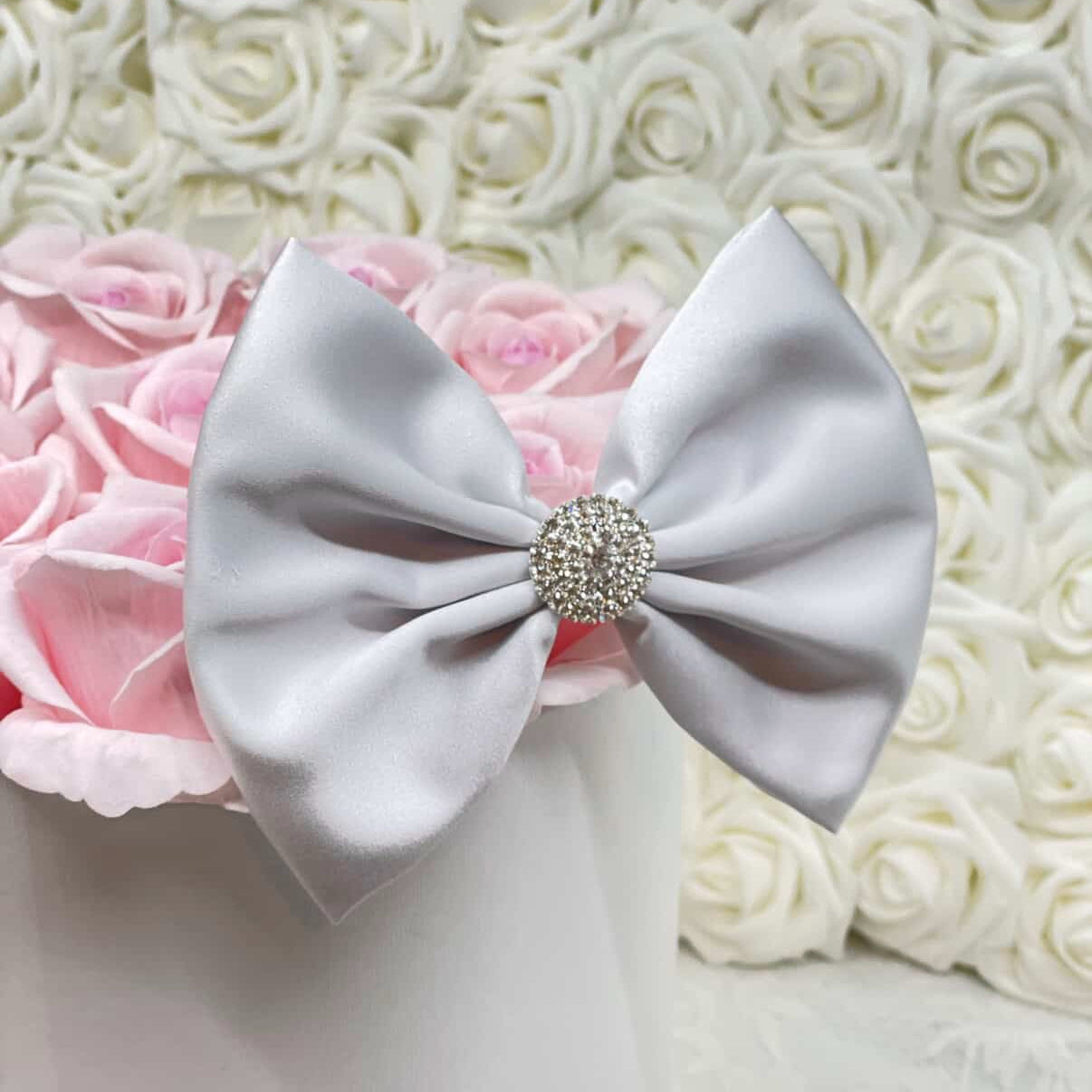 Silver Cloud (Light Grey) Satin Bow