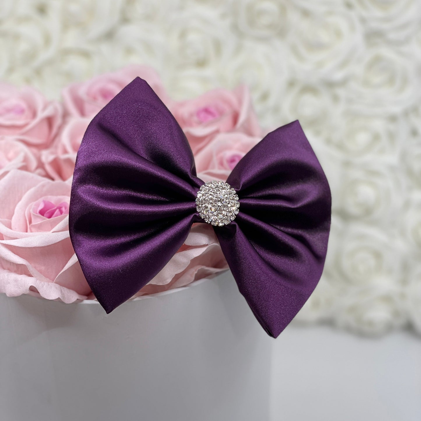 Shiny Plum Satin Bow