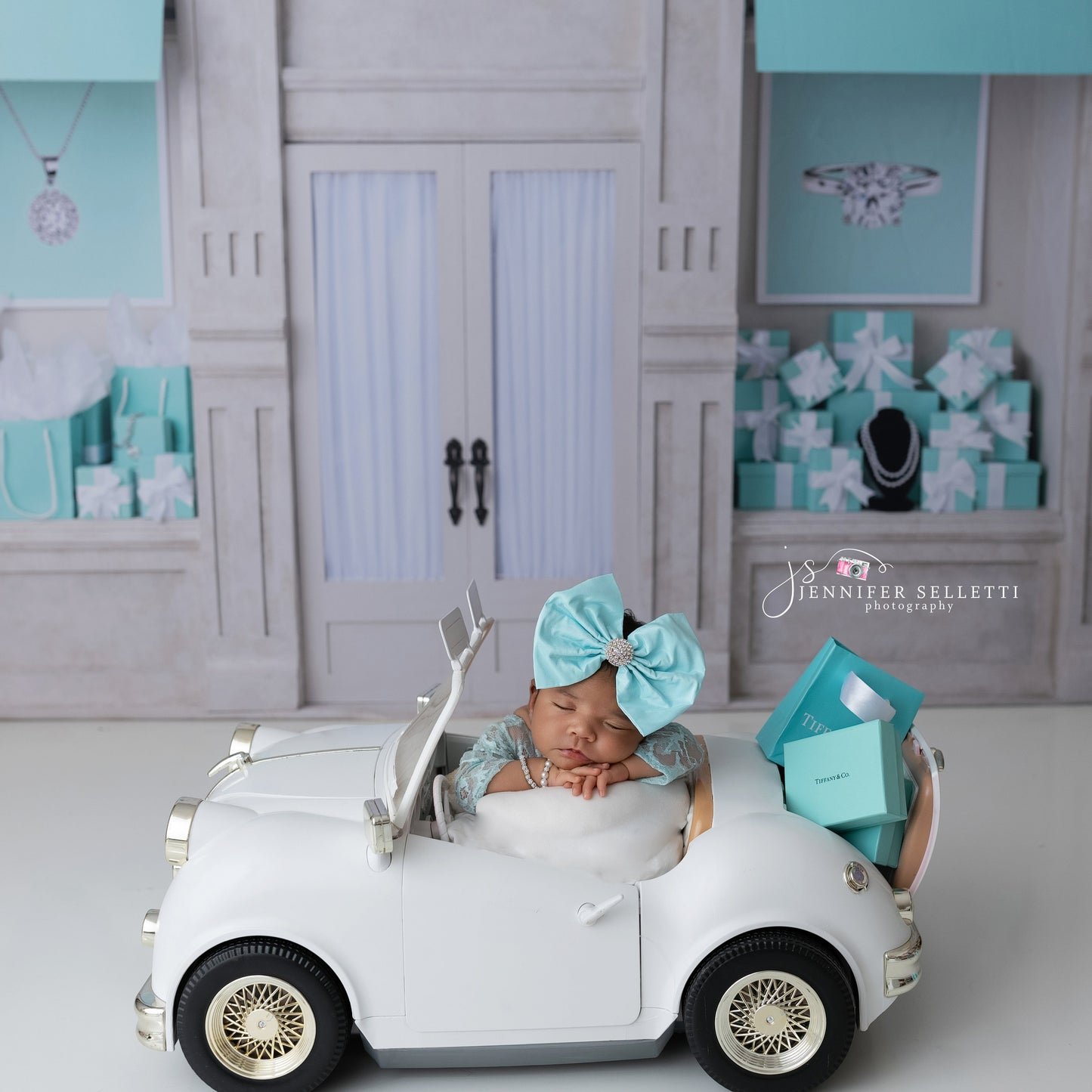 Aqua Silk Taffeta Bow