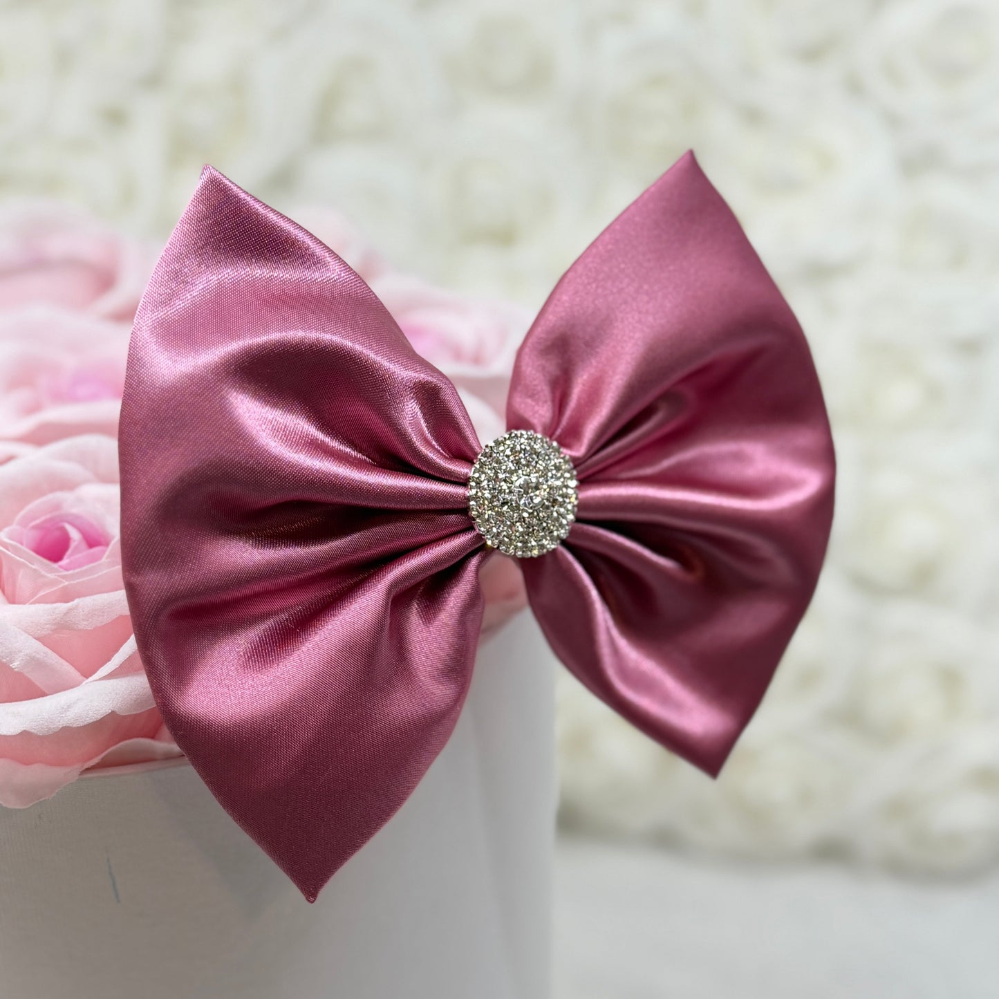 Shiny Dusty Rose Satin Bow