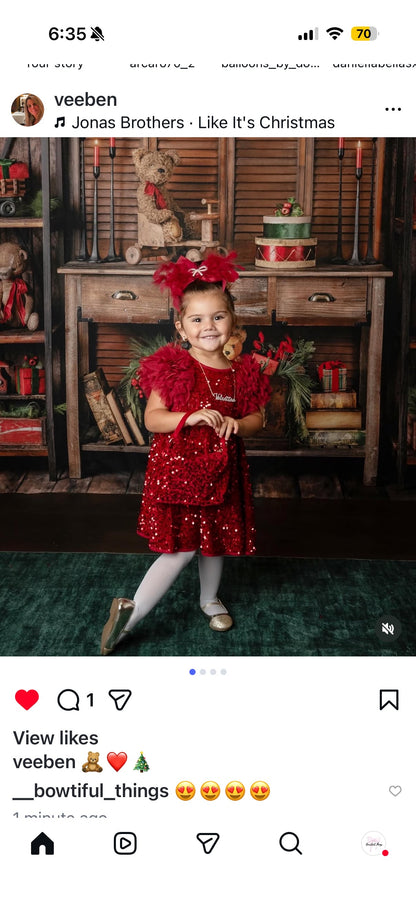 Rhubarb Silk Taffeta and Fluffy Feather Bow