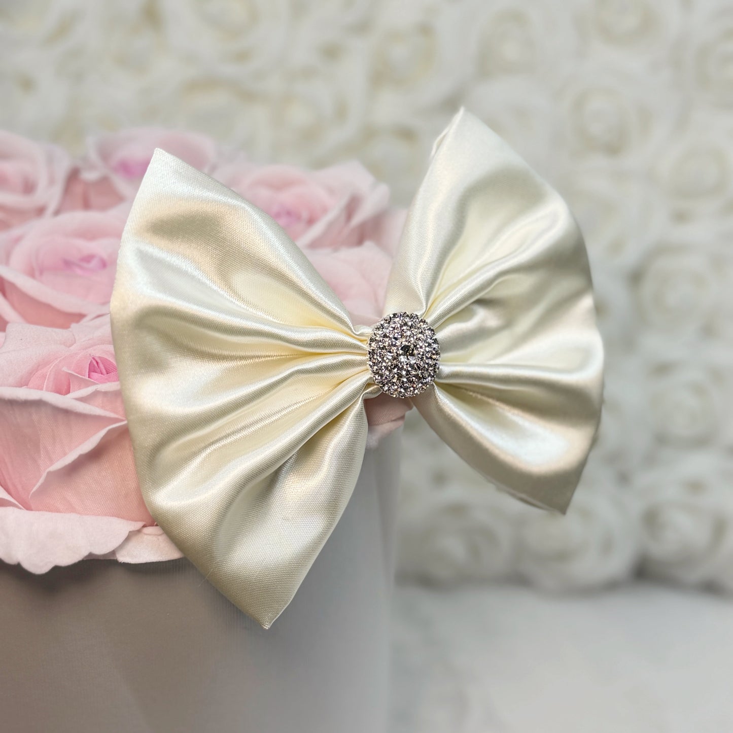 Shiny Ivory Satin Bow