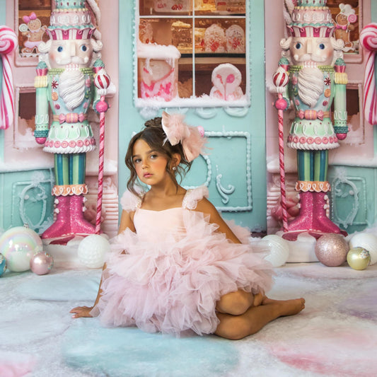 Blush Pink Satin Bow with Fluffy Feathers