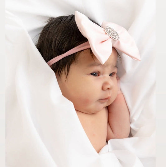 Itty-Bitty: Ice Pink Satin Bow