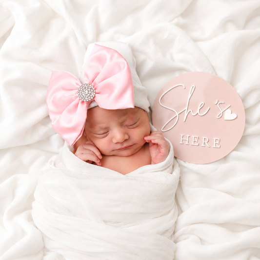Newborn Satin Bow Hospital Hat