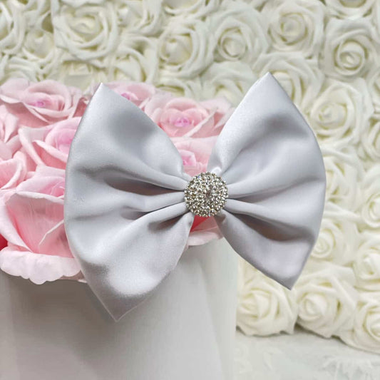 Silver Cloud (Light Grey) Satin Bow