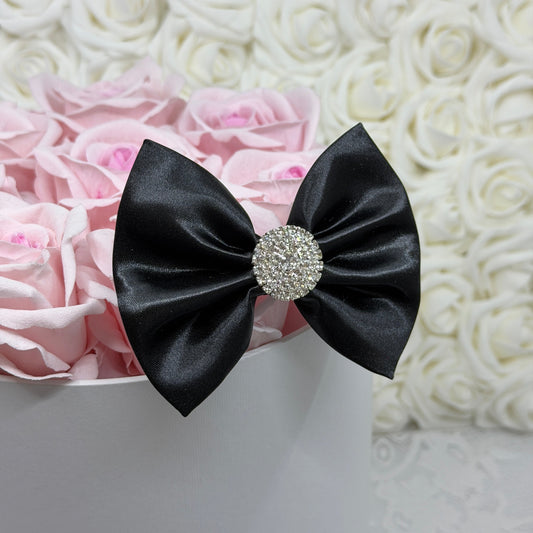Itty-Bitty: Shiny Black Satin Bow