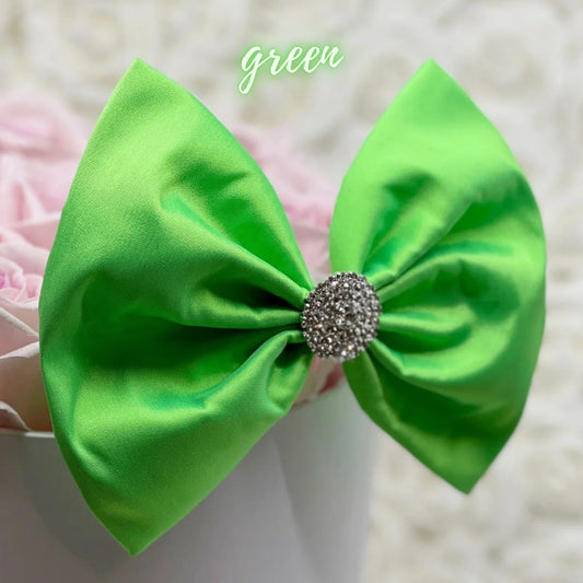 Neon Green Taffeta Bow