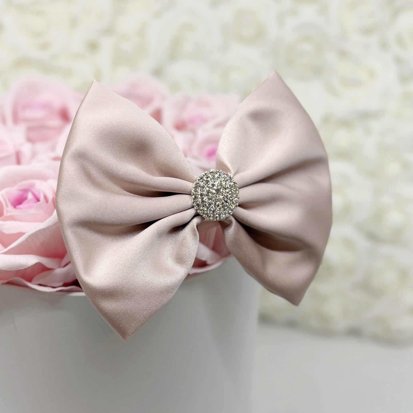 Sultry Beige Satin Bow