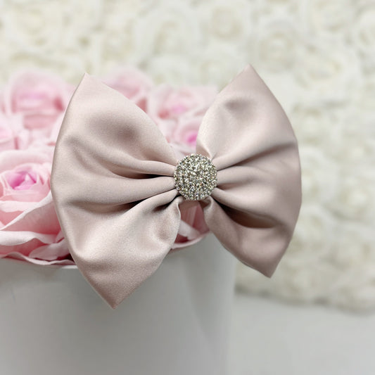 Sultry Beige Satin Bow