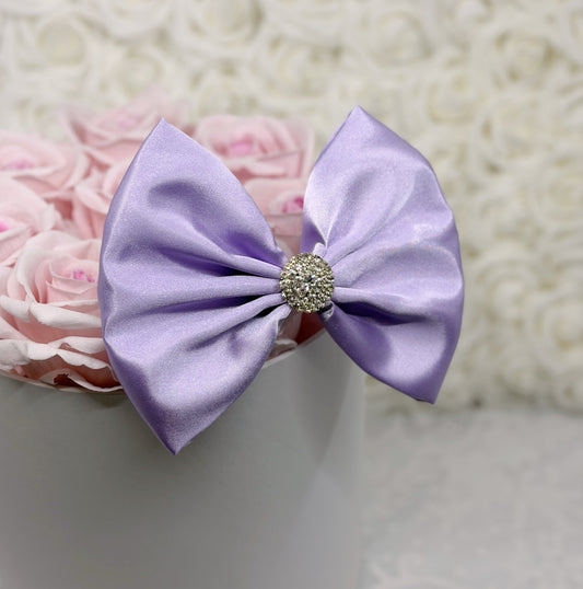 Shiny Light Purple Satin Bow