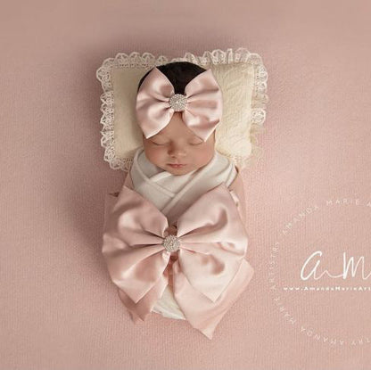 Satin Double Bow Swaddle Set (3-Pieces)