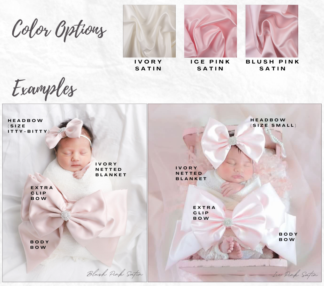 Satin Double Bow Swaddle Set (3-Pieces)
