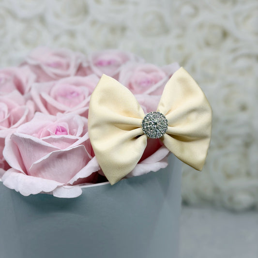 Pale Banana Yellow Satin Bow