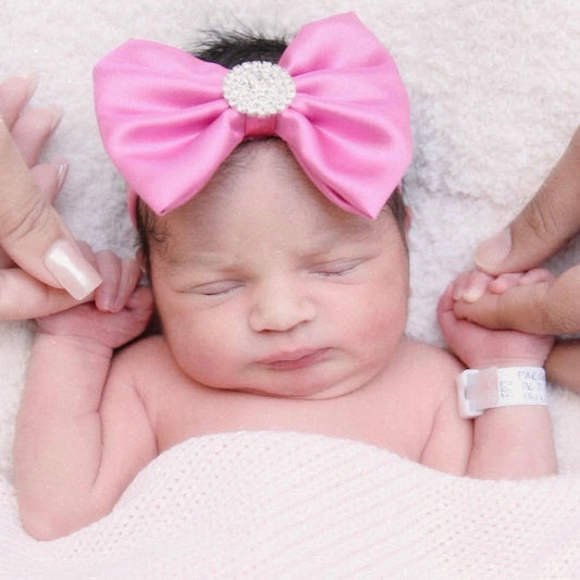Velour Pink Satin Bow