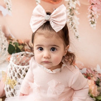 Soft Pink Silk Taffeta Bow