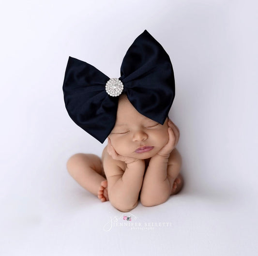 Midnight Navy Satin Bow