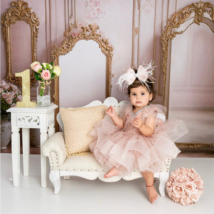 Blush Pink Satin Feather Bow