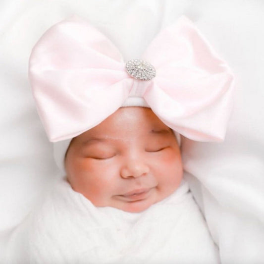 Newborn Satin Bow Hospital Hat