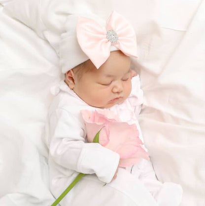Newborn Satin Bow Hospital Hat
