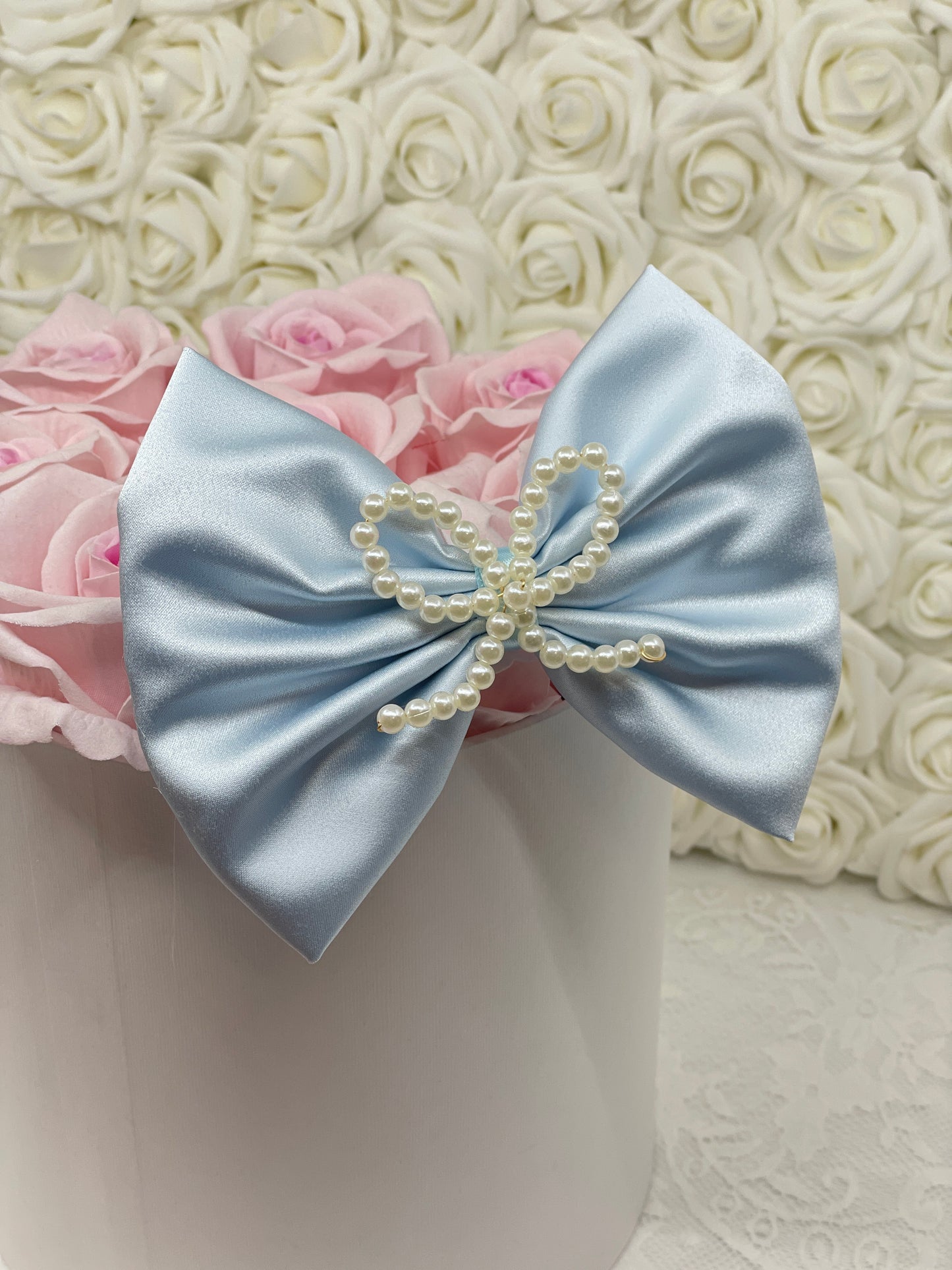 Pearl Bow Brooch on Any Color Satin Bow