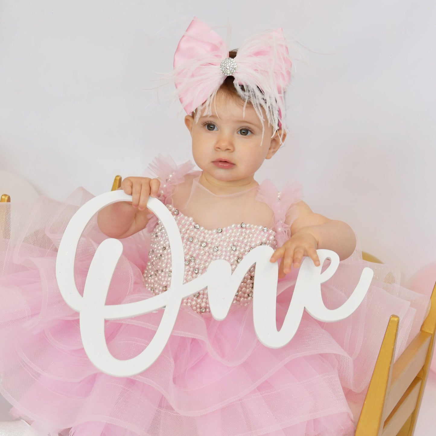 Candy Pink Satin Bow with White Ostrich Feathers