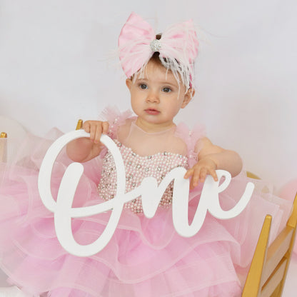 Candy Pink Satin Bow with White Ostrich Feathers