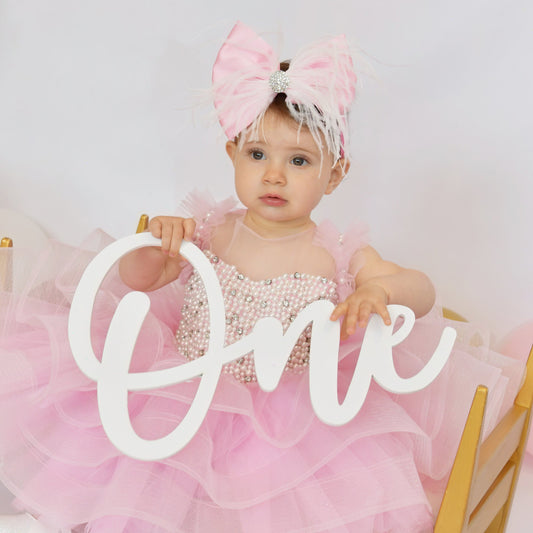 Candy Pink Satin Bow with White Ostrich Feathers