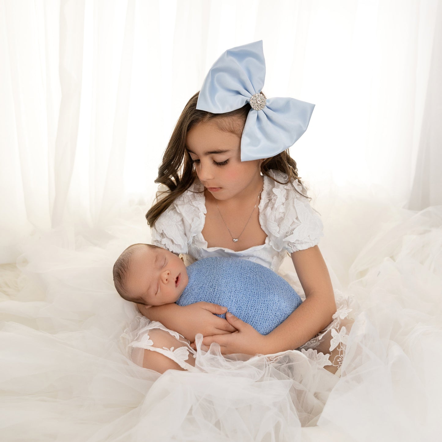 Ice Blue Satin Bow