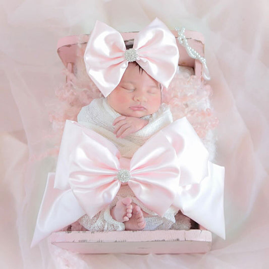 Satin Double Bow Swaddle Set (3-Pieces)