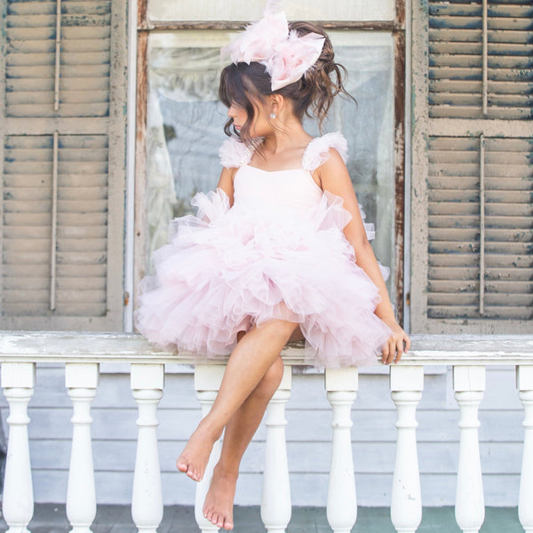 Blush Pink Satin with Fluffy Feathers