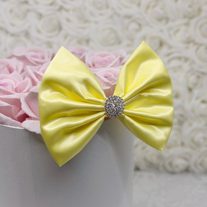 Shiny Light Yellow Satin Bow