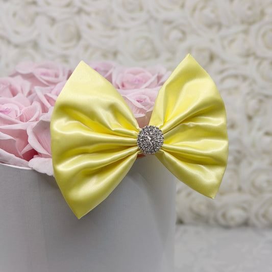 Shiny Light Yellow Satin Bow