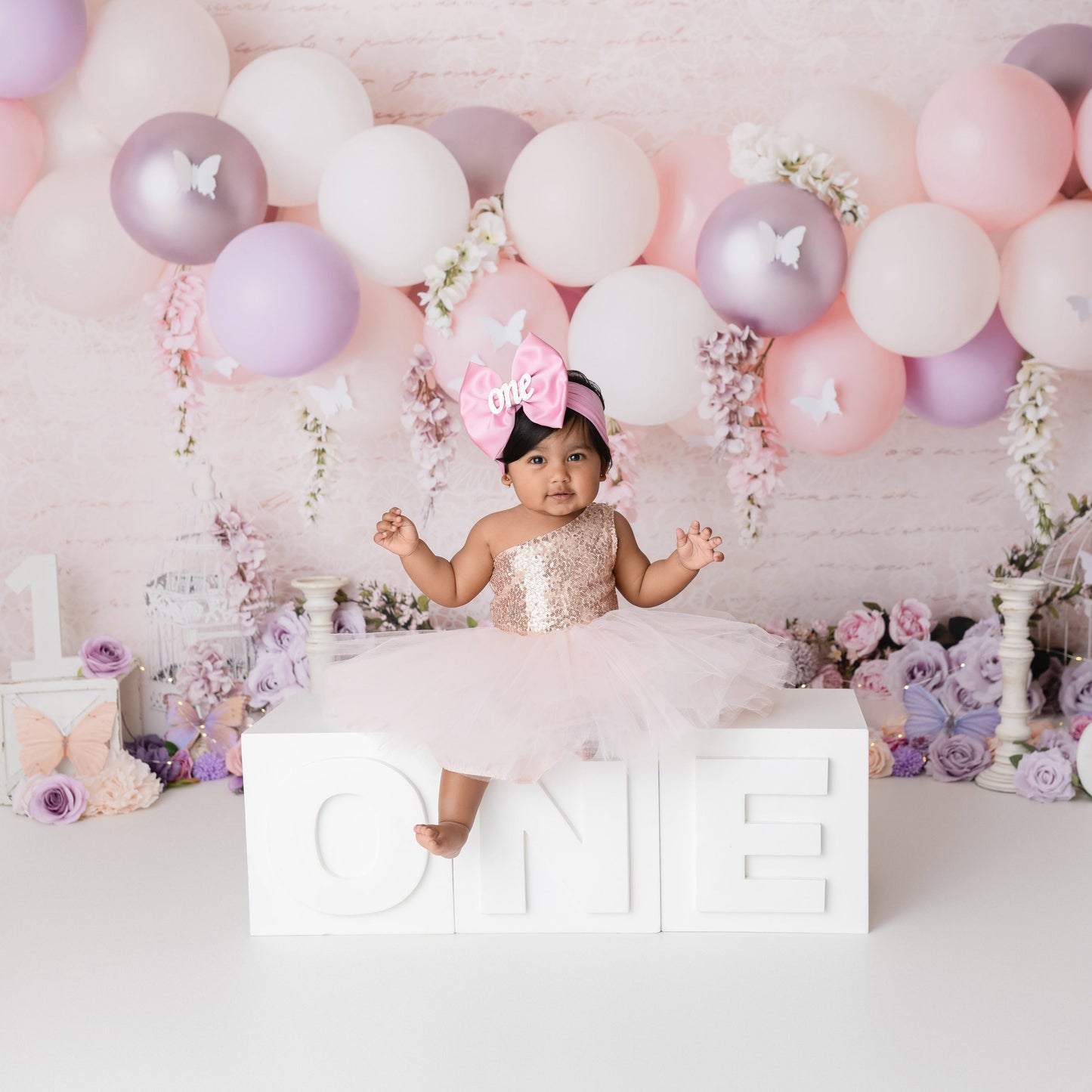 Custom ONE Rhinestone Bow