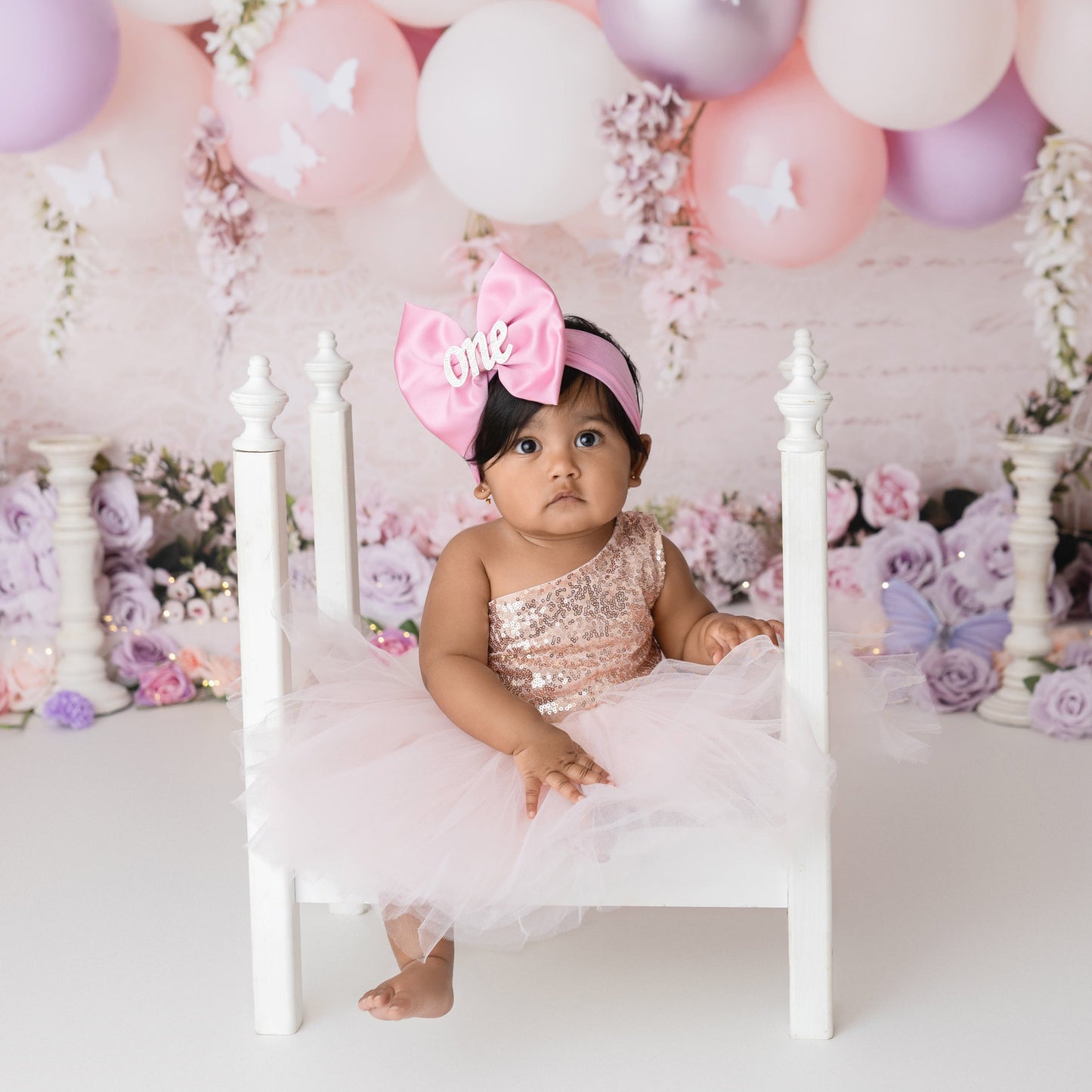 Custom ONE Rhinestone Bow
