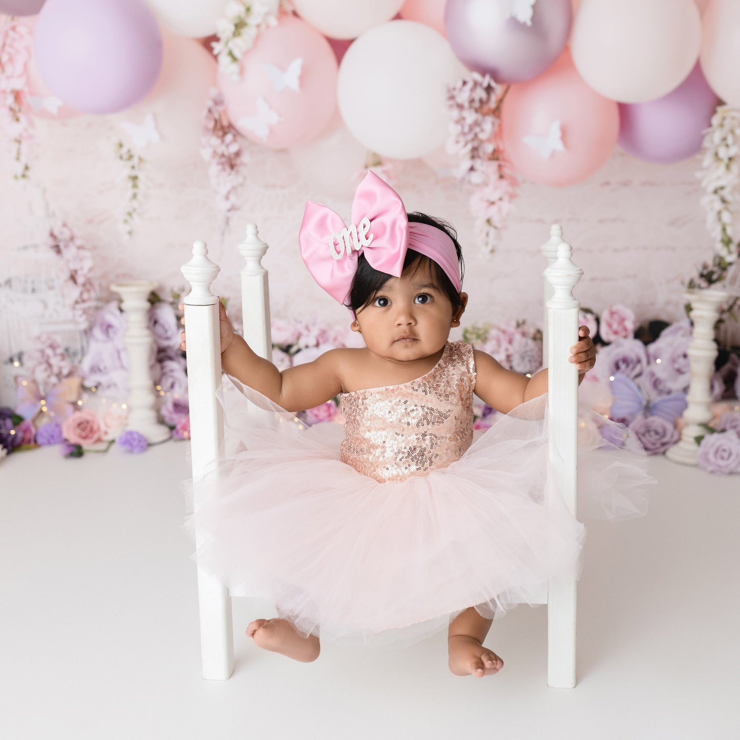 Custom ONE Rhinestone Bow