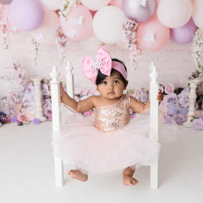 Custom ONE Rhinestone Bow