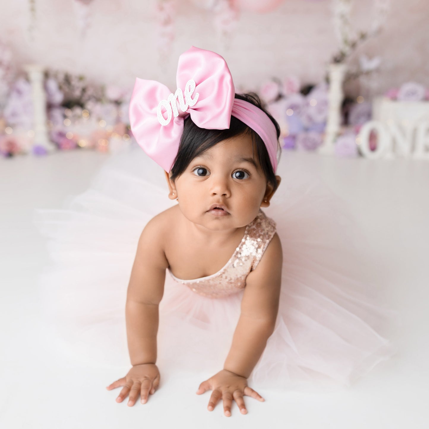 Custom ONE Rhinestone Bow
