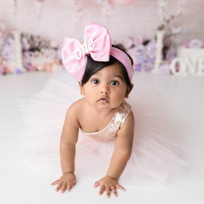 Custom ONE Rhinestone Bow