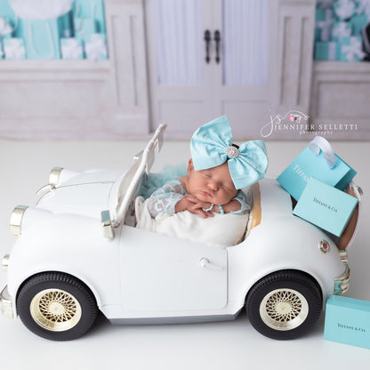 Aqua Silk Taffeta Bow