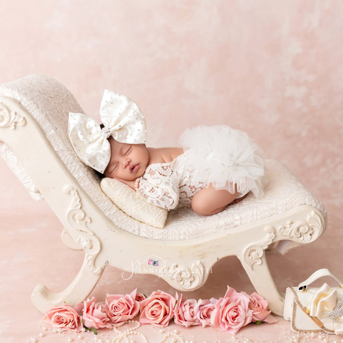 Pearl & Swarovski Crystal Studded Satin Bow