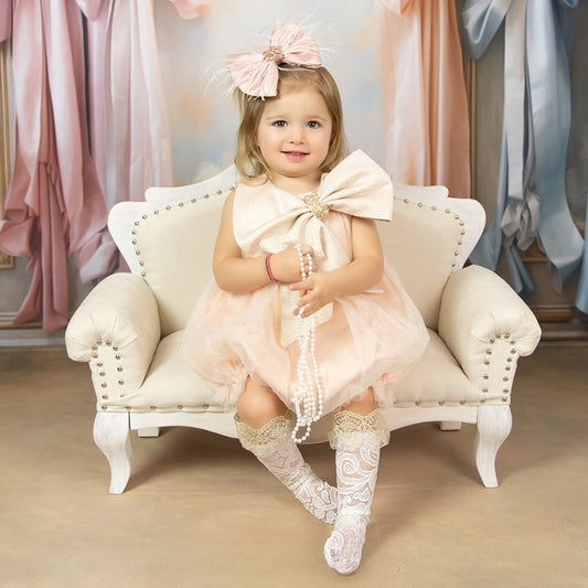 Premiere Rose Pink Satin Feather Bow