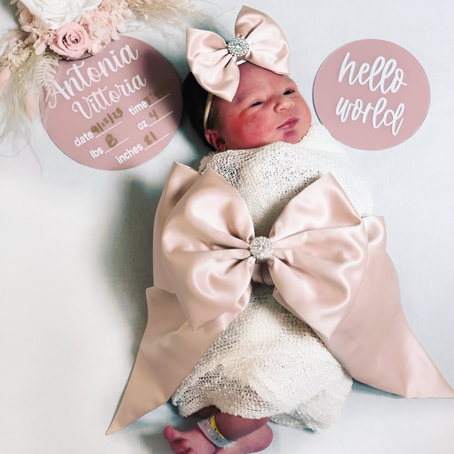 Satin Double Bow Swaddle Set (3-Pieces)
