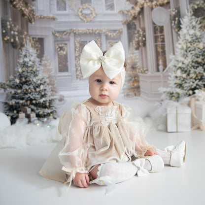 Ivory Metallic Satin Bow
