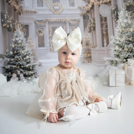 Ivory Metallic Satin Bow