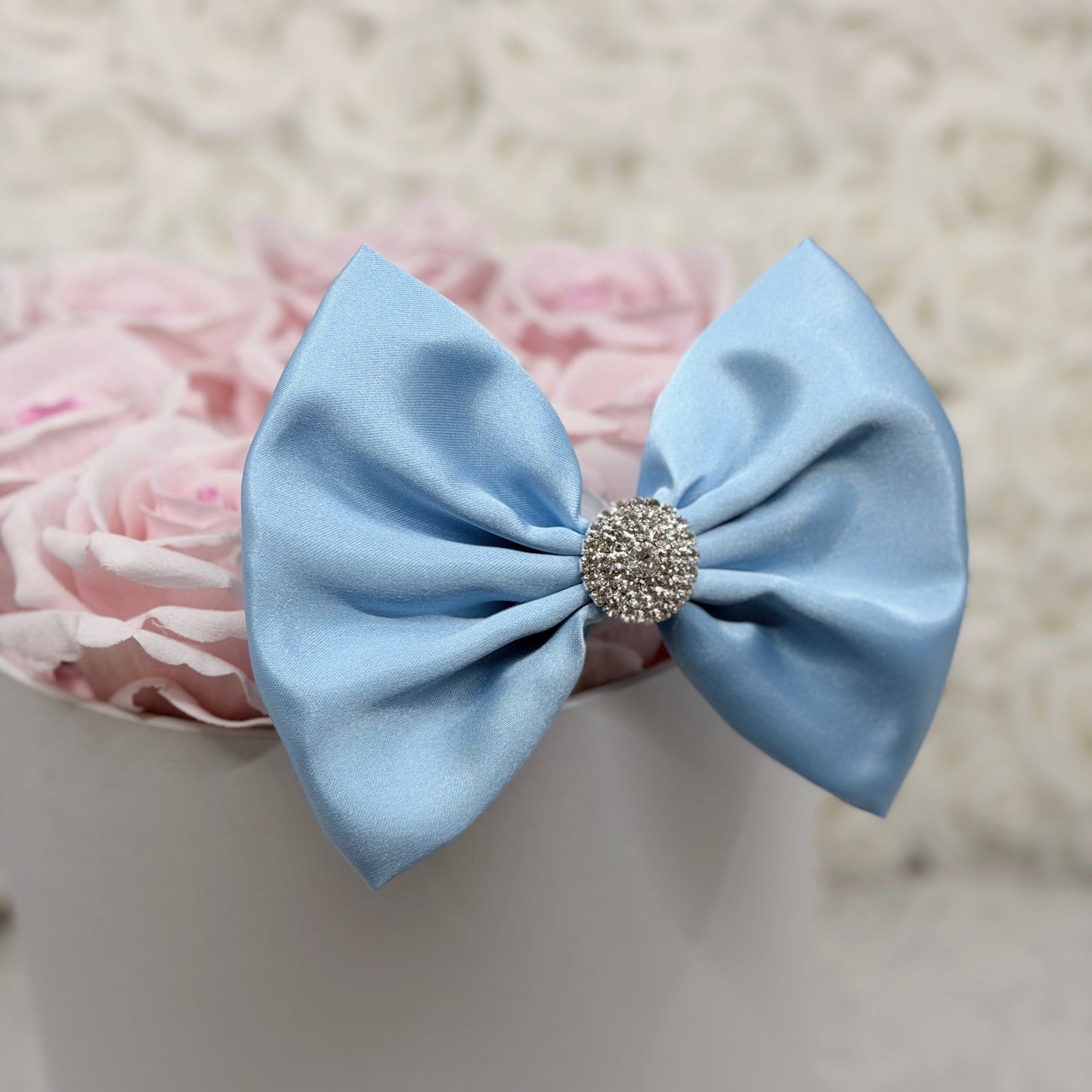 Shiny Light Blue Satin Bow