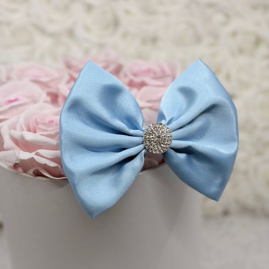Shiny Light Blue Satin Bow