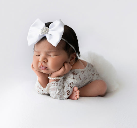 Itty-Bitty: White Satin Bow