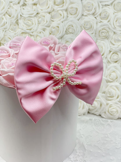 Pearl Bow Brooch on Any Color Satin Bow